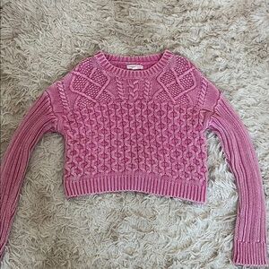 Aeropostale Pink Cable Knit Cropped Sweater